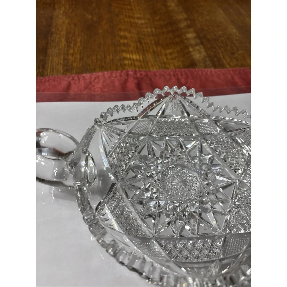 ABP Finely Cut Glass Nappy Hobstar Saw Tooth‎ Rim American Brilliant Period